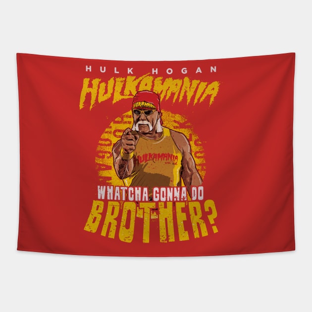 Hulk Hogan Hulkamania Whatcha Gonna Do Brother Tapestry by MunMun_Design