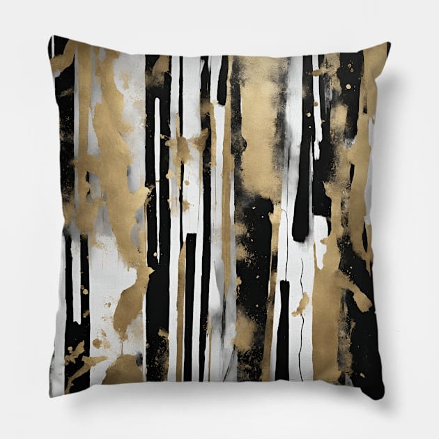 Golden Stripes Abstract Art Pillow by Alihassan-Art