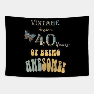 Vintage Version 40 Years of Being Awesome 40th Birthday Tapestry