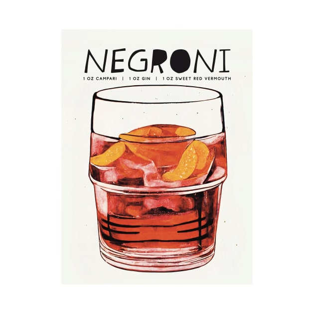 Negroni Retro Poster Big Big Glass Bar Prints, Vintage Drinks, Recipe, Wall Art by BetterManufaktur