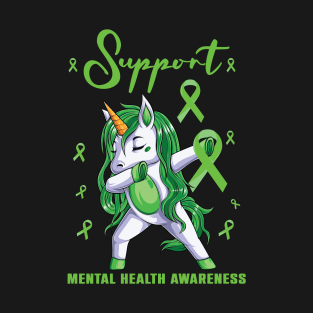 Cute Unicorn Support Mental Health Awareness T-Shirt