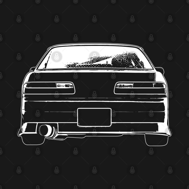 White Nissan Silvia S13 Back View Sketch Art by DemangDesign