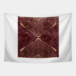 Art Deco Rich Burgundy Velvet Tapestry