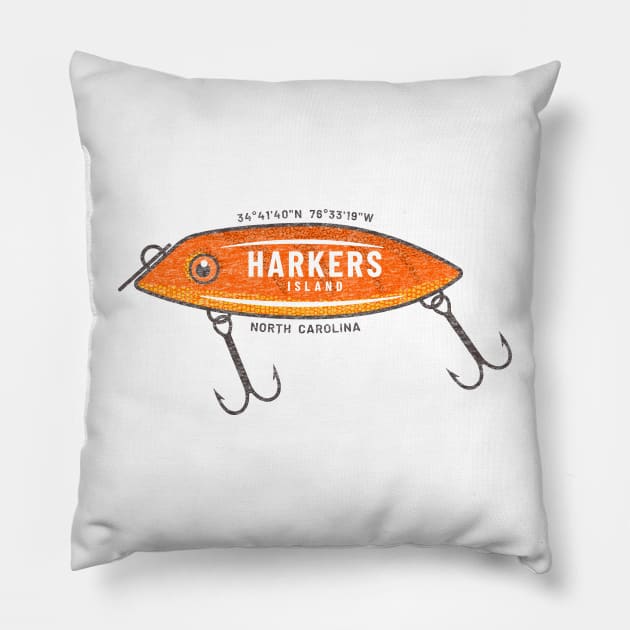 Harkers Island Summertime Vacationing Fishing Lure Pillow by Contentarama