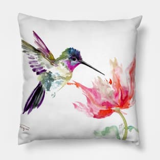 Little HUmmingbird and Big Flower Pillow