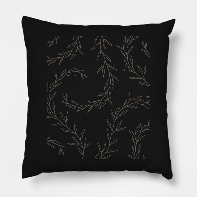 Minimal Wavy Flower leaves Cute  Patel Pink Floral Patter Design Pillow by zedonee