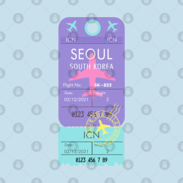 Disover SEOUL SOUTH KOREA RETRO PLANE TICKET BAG TAG KPOP - Seoul - T-Shirt