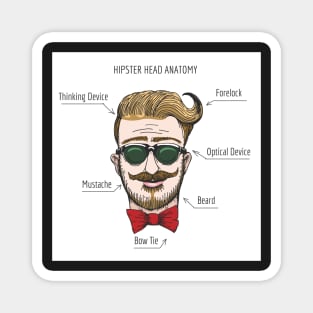 Humorous Hipster head structure. Free font used. Magnet