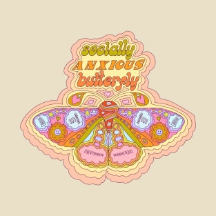 Socially Anxious Butterfly - 70s Butterfly T-Shirt
