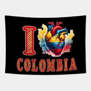 I love Colombia Heart Flag Tapestry