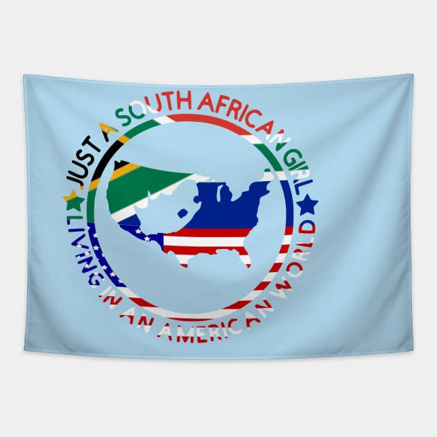 South African American flag, South African Girl Living in an American World Tapestry by hippyhappy