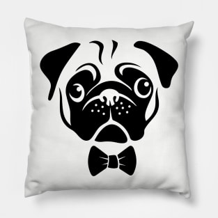 Cute Pug Face and Tie by AiReal Apparel Pillow