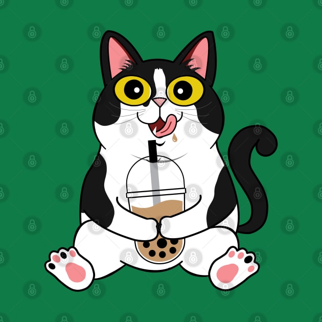 I Love Boba Cat | Tuxedo Cat by leBoosh-Designs