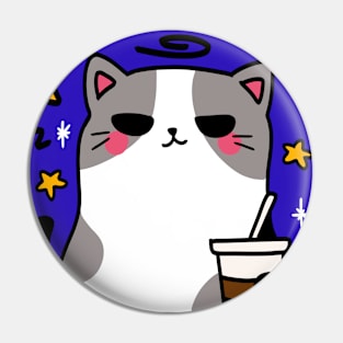 Moonlit coffee break: A cool cat’s night out Pin