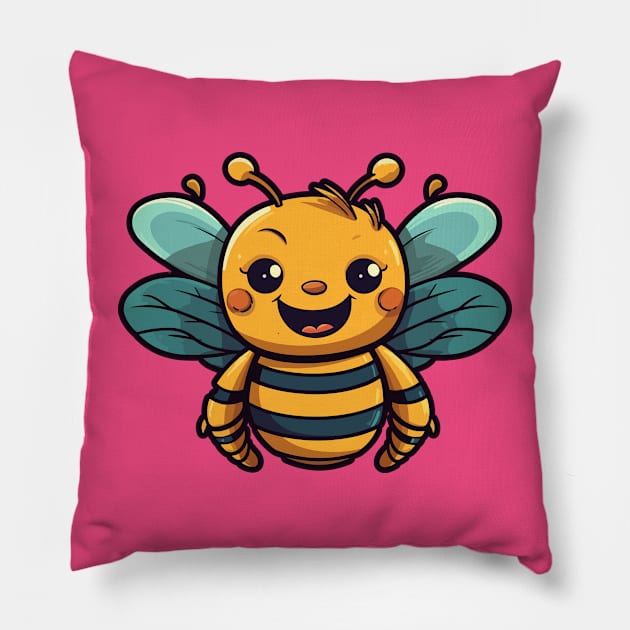 Bee happy Pillow by JORDYGRAPH