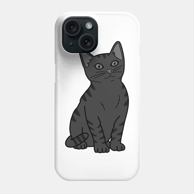 Cute Gray Cat Phone Case by Kelly Louise Art