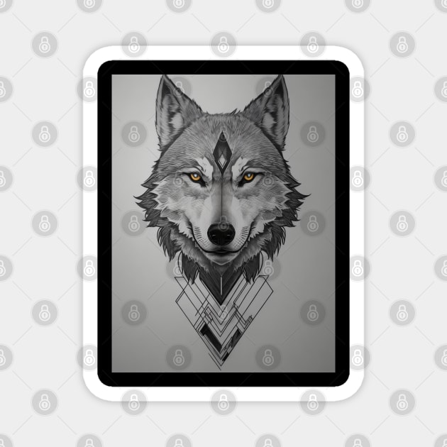 Wolfie Geometric Tatoo Magnet by nextpensive