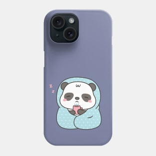 Cute Sleepy Panda With Coffee and Blanket Phone Case