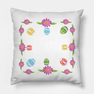 Easter eggs and pink flowers background Pillow