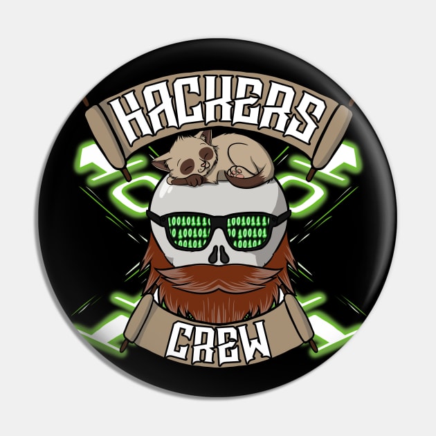 Hackers crew Jolly Roger pirate flag Pin by RampArt