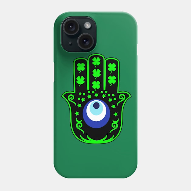 St Patricks day Hand of hamsa Phone Case by livania