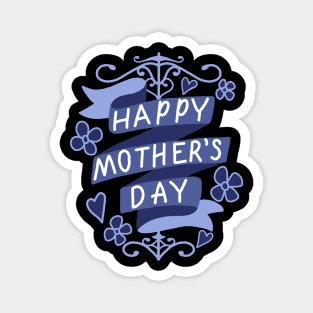 happy mother's day with blue ribbon and flowers Magnet