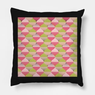 60s Retro vibes pattern, in pink and lime green Pillow