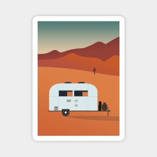 Camper in the Desert at Sunset Magnet