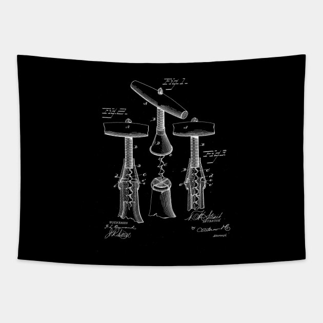 Corkscrew Vintage Patent Drawing Tapestry by TheYoungDesigns