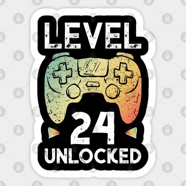 24th Birthday Gamer Shirt Level 24 Unlocked Gaming Tee Gift Birthday Boy Sticker Teepublic Uk