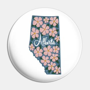 Alberta Wild Rose Hand Lettered Map Illustration Pin