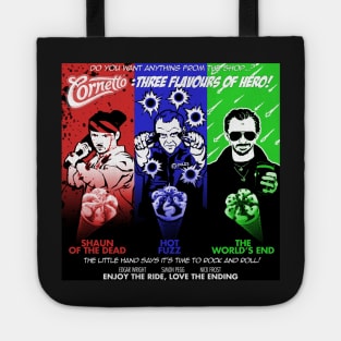 The Cornetto Trilogy: Three Flavours of Hero! Tote