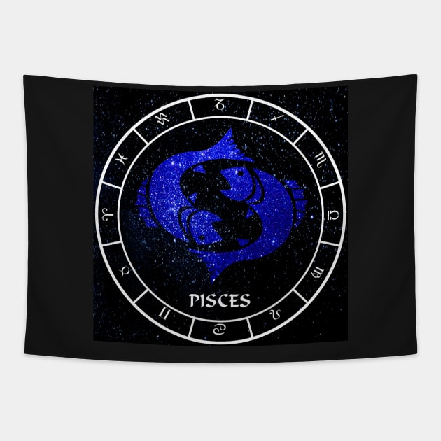 Pisces - Zodiac Sign Tapestry by KimberlyFizzArt