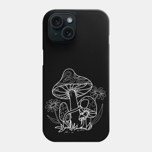 Mushroom Sprouts In Nature Line Art Design Phone Case