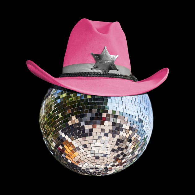 Disco Ball Wearing Pink Cowboy Hat Club Retro by Random Galaxy