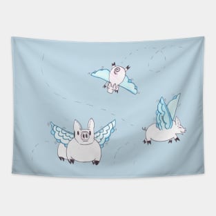 Flying Pigs Idiom Doodle Tapestry