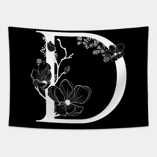 Letter D Monogram - Floral Initial Tapestry