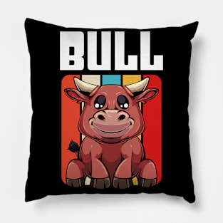 Bull - Cute Retro Style Kawaii Cattle Pillow