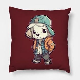 A cute dog wearing street fashion Pillow