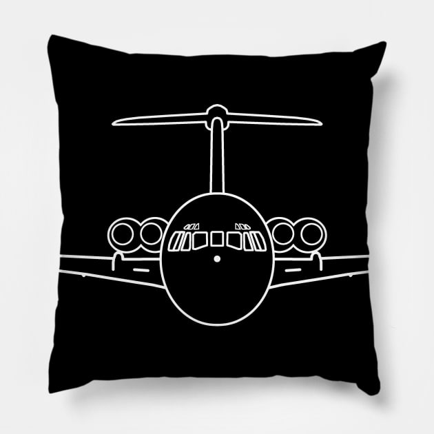 Vickers VC-10 1960s classic aircraft white outline graphic Pillow by soitwouldseem