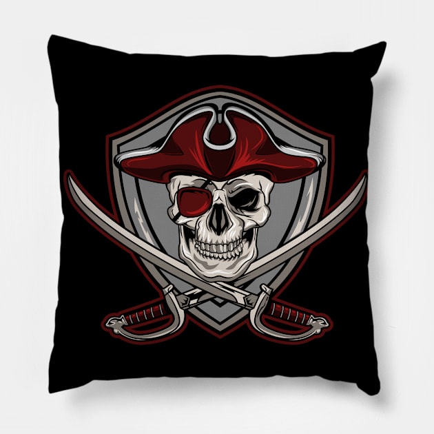 RED JOLLY ROGER SKULL Pillow by beanbeardy