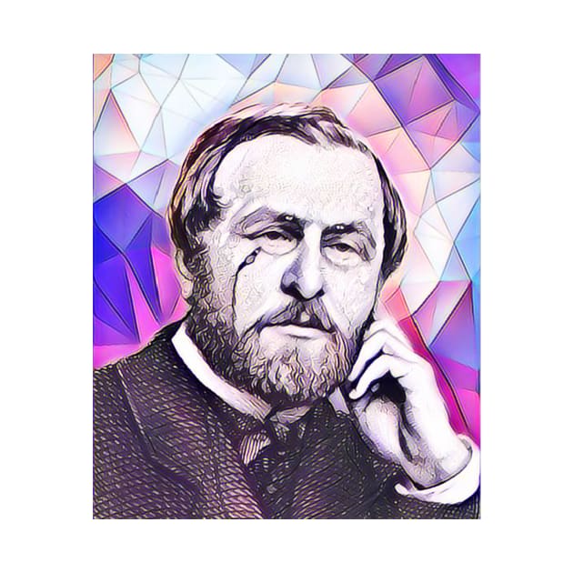 Hippolyte Taine Pink Portrait | Hippolyte Taine Artwork 8 by JustLit