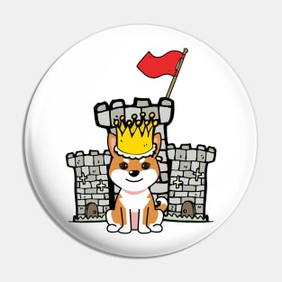 Cute orange dog is king of the castle Pin