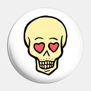 Happy Skull with Hearts Pin