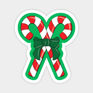 Yummy Candy Canes with a Big Green Bow Magnet