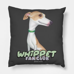 Cute whippet dog posing on Whippet with Green Collar tee Pillow