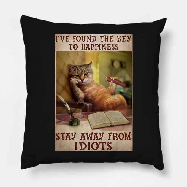 Cat Read Book With Sausage Cat Lovers Pillow by Delmonico2022