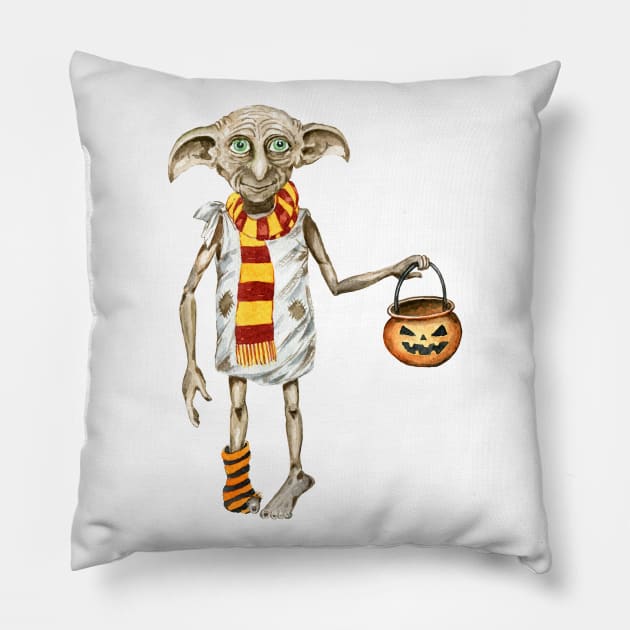Halloween, watercolor pumpkins,elf, scarf Pillow by Simple Wishes Art