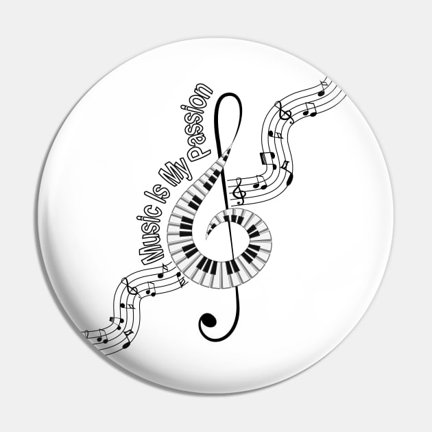 Treble Clef Piano Pin by Designoholic