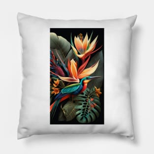 Tropical Plant Bird Paradise Flower Isolated Pillow